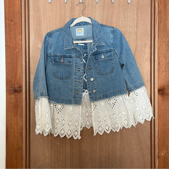 C.C Jackets & Blazers - C.C Light Blue Denim with Sunburst Patch medium cottagecore boho white lace